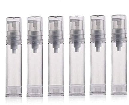 6Pcs 10ml/0.3oz Airless Pump Bottle - Empty Refillable Airless Vacuum Pump Cream Lotion Bottle Travel Bottles Toiletries Liquid Container DIY Beauty Tool for Cosmetic Make-up (Clear)