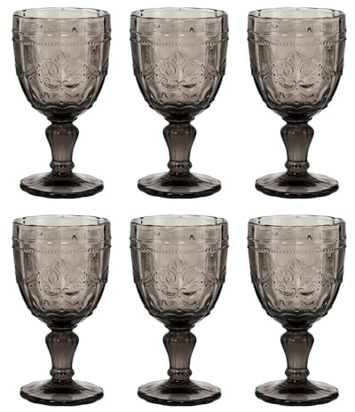 BUTLERS VICTORIAN Weingläser, 6er-Set mit Stiel, 230 ml, Bunt | Trinkgläser Set, mundgeblasen, mit Stiel & Relief-Prägung, spülmaschinenfest, für Tisch, Garten & Party