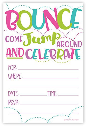 Girl Bounce House or Jumping Party Invitations (20 Count) With Envelopes - Jump Party Invites