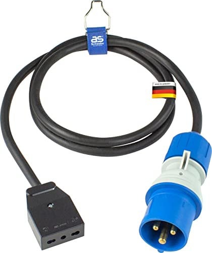 as - Schwabe CEE Cavo adattatore caravan, standard italiano 1,5 m - 230 V / 16 A / 3 poli - presa italiana tipo L (16 A) & CEE spina 3 poli - IP44 - Made in Germany I 360488