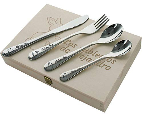 Cubiertos para niños y Cofre Grabados (Animales)