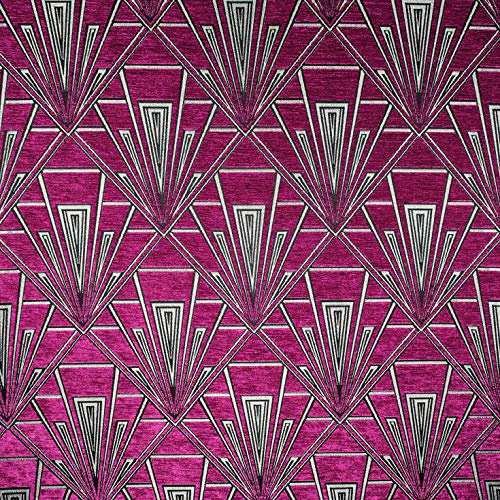 Gatsby Art Deco Velvet Chenille Fibre Naturelle Curtain Upholstery Blind Fabric (Fuchsia (Tiffany), Per Half Metre)