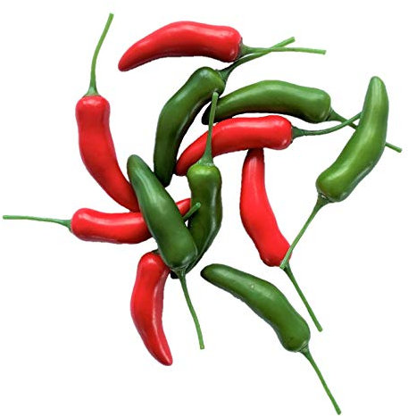 naninoa Künstliche CHILISCHOTEN 6 cm. 12 Stück. Chili, Paprika, Gemüse, Peperoni. Rot/grün. Mix. 32015 Mix