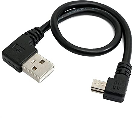 System-S USB 2.0 Kabel 25 cm Typ A Stecker zu Mini B Stecker Winkel in Schwarz