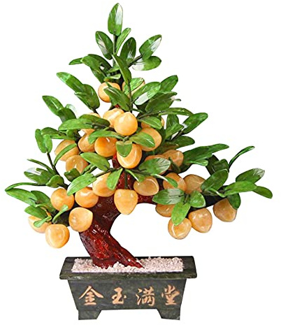 caihuashopping Artificial Trees Pot Plants Bonsai Tree Fake Plants Topaz Jade Flat Peach Tree Artificial Jade Longevity Peach OrnamentsTree Decoration for Home Indoor/Outdoor Artificial Plants Bonsai