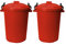 M1SS (Set of 2) 50 Litre Heavy Duty Plastic Clip Lock Lid Bin Indoor or Outdoor Rubbish, Dustbin, Trash, Waste or Storage of Animal Feed. (Red)