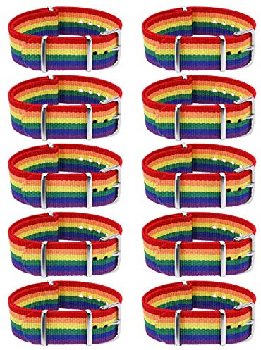 MWOOT Pride Bracelets, 10 Stück Regenbogenarmband, LGBTQ+ Bänder für Pride Month CSD Wurfgeschenk, Gay Pride Armbänder