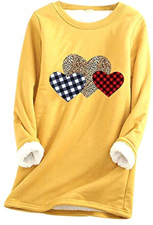 Soupliebe Damen Pullover Winter Warm Teddy Fleece Lässig Rundhals Sweatshirt Teenager Mädchen Plüsch Gefüttert Langarmshirt Longpullover Frauen Grosse Grössen Streetwear Oberteil Herbst Winter