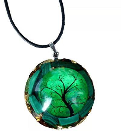 Handgemachte Orgonit-Anhänger-Halskette ~ Malachit-Kristallquarz-Schutz-Chakra-Heilorgon-Schmuck