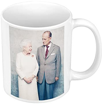 Mug Céramique Queen Elisabeth II et Prince Philip 2018 Photo Moderne Reine d'Angleterre Vintage