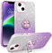 DOMAVER Case for iPhone 14, iPhone 13 Case Slim Fit Glitter Sparkly with 360° Ring Holder Kickstand Magnetic Car Mount Supported Protective Girls Women Phone Case for iPhone 14/iPhone 13 6.1“, Purple