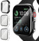 iVoler 3 Pezzi Cover con Vetro Temperato per Apple Watch SE (2022/2020) / Series 7 6 5 40mm, Copertura Completa Pellicola Protettiva Custodia Antiurto Anti-Graffio Rigida Case, 2 Trasparente + 1 Nero