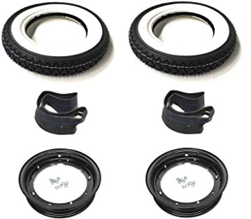 Weißwand Reifen Komplett Radsatz 3.00-10 Schwarz passend für Vespa PK 50 XL2, V50 Special, Primavera 125 ET3, PX 80 125 – Inkl. Felgen & Schläuche