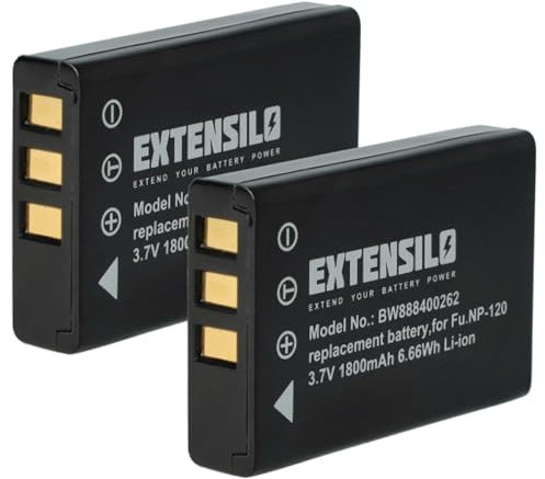 EXTENSILO 2X Akku kompatibel mit Rollei Powerflex 350 WiFi Kamera (1800 mAh, 3,7 V, Li-Ion)