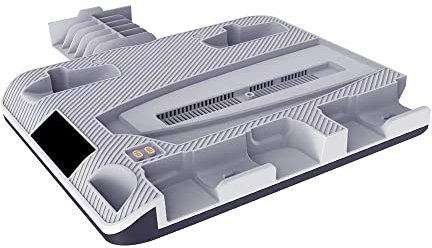 Stazione di ricarica compatibile per PS VR2/PS5, Dock di ricarica con impugnatura VR Supporto di ricarica per doppio controller Supporto di archiviazione Base di raffreddamento per caricabatterie