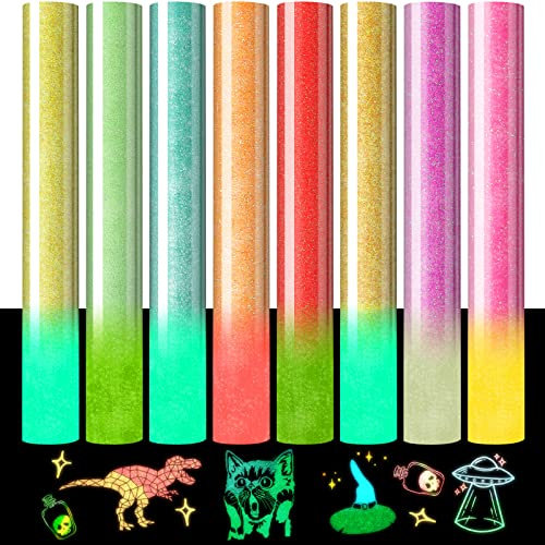 Souarts Lámina de plóter textil, lámina de vinilo que brilla en la oscuridad, papel de transferencia para planchado, lámina de transferencia de calor, plóter para manualidades, camisetas, textiles,