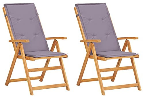 Homgoday Verstellbare Gartenstühle Gartensessel Gartenstuhl Balkonstuhl Balkonstühle Multipositionssessel Gartenmöbel für Garten Balkon Terrasse 2 STK. Braun Massivholz Akazie#1