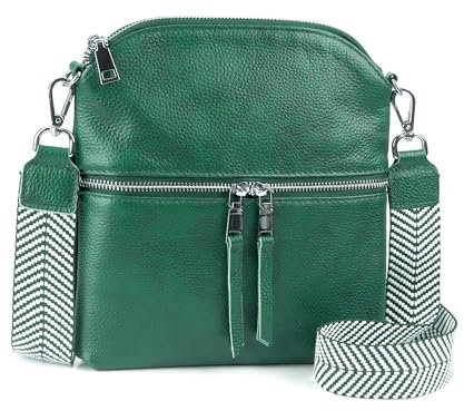 befen Kleine Umhängetasche aus echtem Leder für Damen, leicht, mit Außentasche, B01 Vintage Forest Green