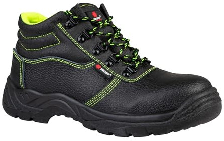 PROOF COMFORT & SAFETY Scarpe Antinfortunistiche Uomo Donna con Puntale in Acciaio Scarpe da Lavoro in Pelle Pieno Fiore Resistenti Ai Colpi di Coltello Soletta in Tessuto Perforato 3D Nero 43
