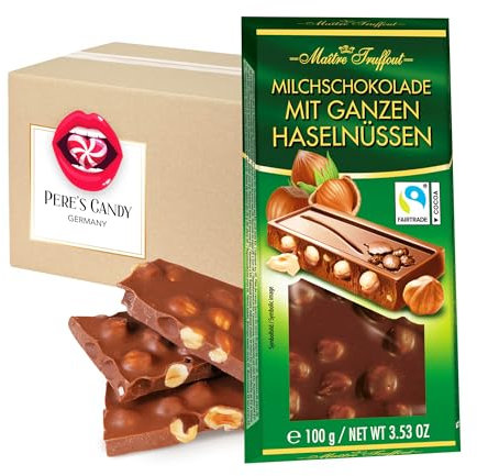 Schokolade Ganze Nuss10erPack (10 x 100g) von Pere's Candy Box mit Geschenk notepad