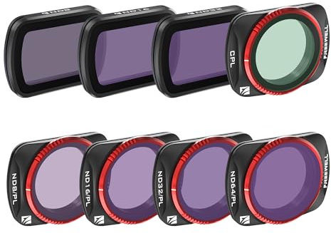 Freewell QuickSwap ND/PL, ND, CPL-Filter-Set für Osmo Pocket 3: Mühelose Installation, lebendige Farbe, Gimbal-Kompatibilität, 8 Stück