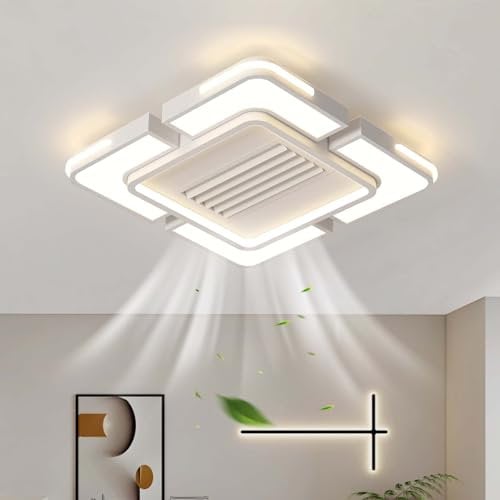 Modern Bladeless Ceiling Fan with Light - 6-Speed, Warm & Cold Air, Dimmable, 3 Colors, Remote & App Control - Living Room, Bedroom