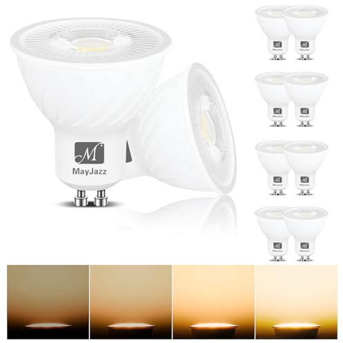 M MayJazz 7W GU10 LED Warmweiß Dimmbar, 2700K Leuchtmittel, Scheinwerfer, Ersetzt 70W Halogenlampen, PAR16 38 Grad 600LM AC 220V, 10er Pack