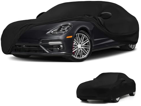 Autoabdeckung Indoor Kompatibel mit Porsche Panamera 2010-2025, Stretch Soft Satin Maßgeschneidert Atmungsaktiv Staubschutz Vollgarage Autoabdeckung für Tiefgarage, Autoausstellung