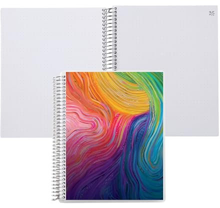 Erin Condren 17.8 cmx22.9 cm Dot Grid Platinum Spiral Notebook Evolve Cover Design 160 Dot Grid Pages 5mm for Dot Journaling Art Listing 36.3 kg Textweight Paper Sticker Included