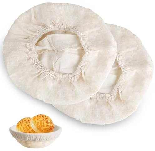 DAJISI 2 Pcs Proofing Basket Liner, Round Bread Proofing Basket Cloth Liner, Banneton Baskets Cover Banneton Proofing Cloth for Bakery Home Baking