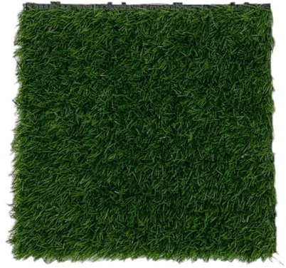 Home Hacks Composite Decking Tiles – WPC Garden Floor Tiles – Set of 11 Interlocking Wood Effect Terrace Tiles Flooring with Click System, Hot Tub Decking Board, 30 x 30cm Deck Tiles (Grass)