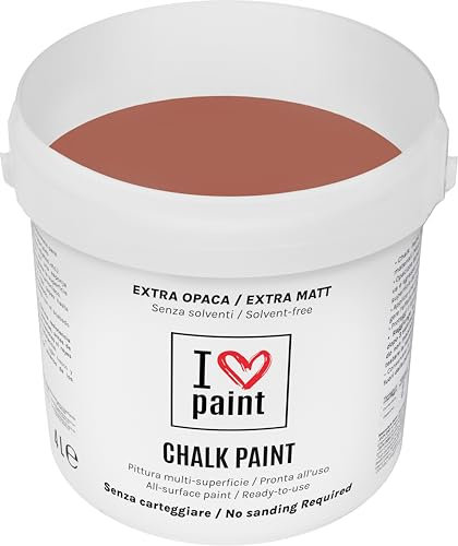 I LOVE CHALK PAINT Terrakotta - OHNE SCHLEIFEN Möbel, Wände und Gegenstände streichen - Lösungsmittelfrei und Formaldehydfrei – Geruchlos und auf Wasserbasis (4 Liter)