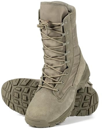 Stivaletti da Combattimento Militari da Uomo con Zip – Scarpe Tattiche Traspiranti per Escursioni, Arrampicata e Attività Outdoor, Perfette per Allenamento e Uso in Deserto e Giungla, Verde,40 EU