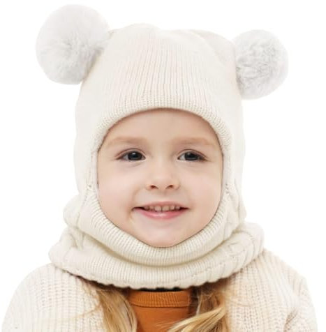 AYPOW Pasamontañas Térmicos de Invierno 1-6 Años Niño Niñas Bebés, Gorro de Punto Multifunción Resistente al Viento Cálido con Forro Polar, Máscara Mascarilla Sombreros Bufanda Calentador de Cuello