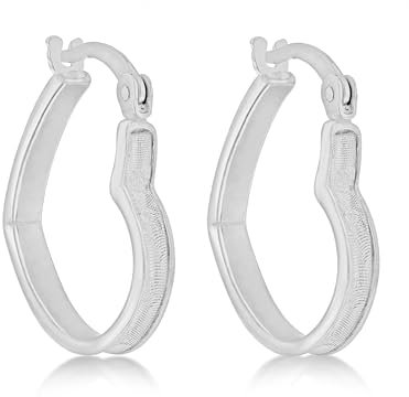 Amazon Essentials Creolen aus rhodiniertem Sterlingsilber, Sternenstaub-Herz-Design