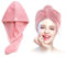 Xkzhrr Serviette Cheveux, Lot de 2 Serviettes de séchage en,Serviette Microfibre Cheveux Bouclés Super Absorbants, avec Bouton de Design,Anti-frisottis à séchage Rapide Serviette Cheveu(Rose)