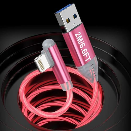 LED Light Up Flowing iPhone Charging Cable, MFi Certified RGB LED Light Up Charge Cord Fast Charge&Sync Data Glowing Apple Charger Adapter For iPhone 14 13 12 11 Pro Max XR X XS 8 7 iPad Air 2/iPod