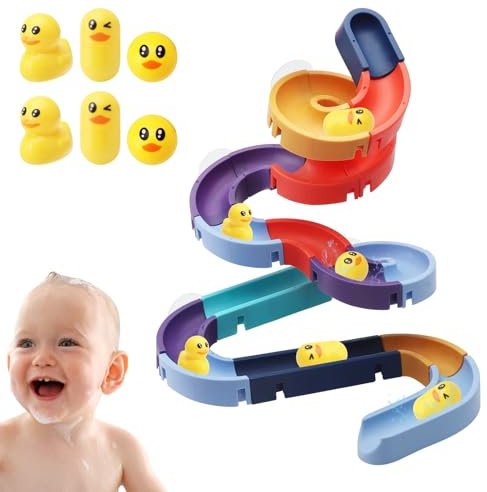 HENGBIRD Badewannenspielzeug Baby, DIY Badespielzeug, Kugelbahn, Badewannen Spielzeug mit Saugnäpfe, Wasserspielzeug Kinder Badewanne, Badespaß Geschenk Mädchen Junge ab 4 5 6 7jahre (34 Stück)