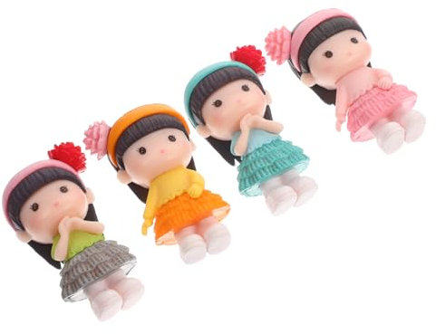 GETAJGHSD 4 Stück Miniatur Puppe Mädchen Figuren Leute aus dem Puppenhaus Fee Toy Garden Decoration Kuchen Dekoration Cake Decoration Kuchendekoration Mädchen-Statue-Puppe PVC
