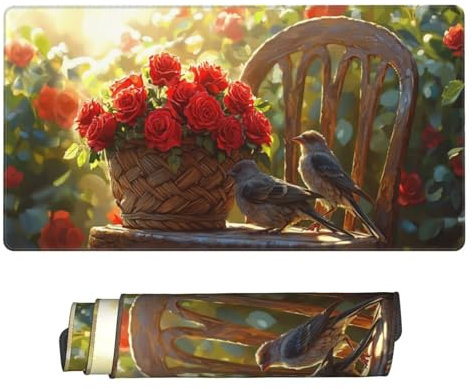 Gaming Mauspad, Mauspad XXL 1000 x 500 x 3 mm Mousepad Flower Basket Birds Mauspad Gaming Zubehör mit Anti Rutsch Basis Mouse Pad Wasserdicht und Langlebig für Maus und Tastatur, Home Dekoration m-512