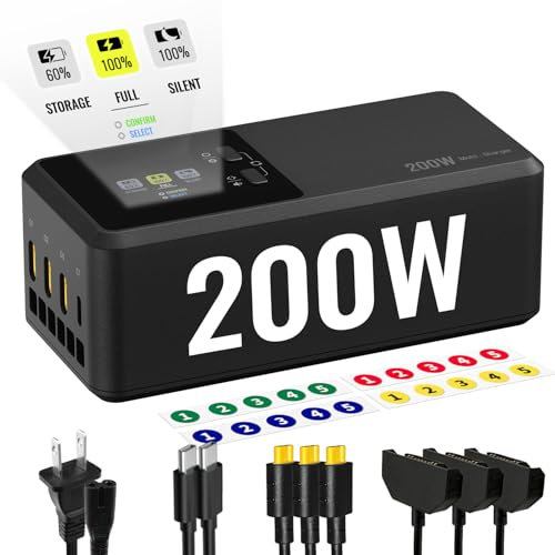 LKTOP 200W Matrice 4 Series Battery Charging Hub with Stickers, Fast Charger Kit for DJI Matrice 4T/4E Drone, with Storage/Silent/Output Mode, LCD Display (Parallel Charge 3 Batteries: 1hr 50min)