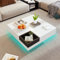 IHO SOFA Couchtisch Weiß Hochglanz mit LED, Quadratisch Couchtisch 70x70 cm, Modern Wohnzimmertisch mit Abnehmbarer Aufbewahrungsbox, Sofatisch Kaffeetisch mit Stauräume, Teetisch Wohnzimmer