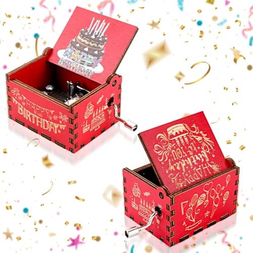 HJZHII Carillon a manovella per Adulti, Regalo di Buon Compleanno, Carillon a trottola per Adulti, Mini Carillon in Legno, Carillon Vintage con Incisione, Regalo di Compleanno (Happy Birthday)