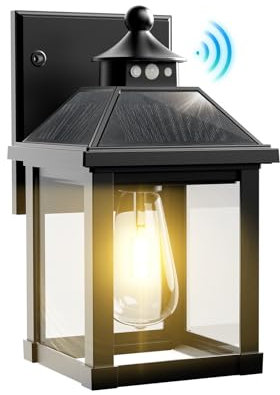 COLBOR Lampe Solaire Extérieur, Lampe de Sécurité Extérieur avec Détecteur de Mouvement, Applique Murale IP65 pour Jardin, Garage et Balcon
