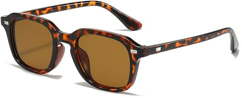 CIKJUK Retro Sonnenbrille Damen Herren Eckig Gläser Vintage Brille für UV400 Schutz Sonnenbrillen-Leopard/Braun