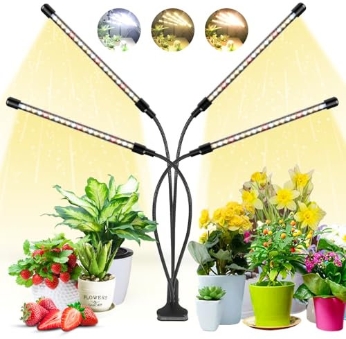 Wolezek Pflanzenlampe Vollspektrum, 2er Pack 80 LED Grow Lights mit Clip, Auto-Timer 6/12/16 Std, 3000K/5000K/660nm Pflanzenlicht Wachstumslampe für Zimmerpflanzen, Gewächshaus, Blumen, Gemüse