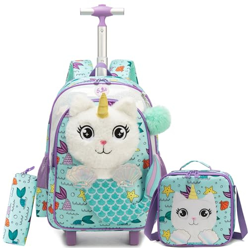 HTgroce Schulranzen mit Rollen für Mädchen Trolley Kinder Schultasche Kinder Trolley Mädchen