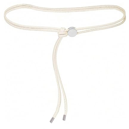 RUGBOL Dünner Gürtel, Taillengürtel mit Knoten für Damen und Mädchen, passend für Kleider, Röcke und Tuniken (Weiß)