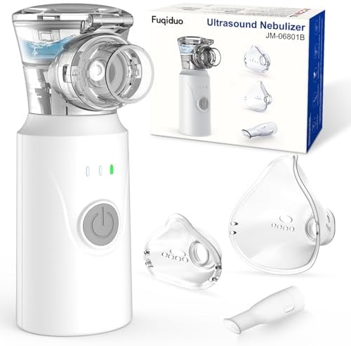 Fuqiduo Inhalationsgerät Tragbar, Inhalator Vernebler Geräuscharmer Vernebler-Set mit Mundstück und Maske für Kinder und Erwachsene, USB wiederaufladbar
