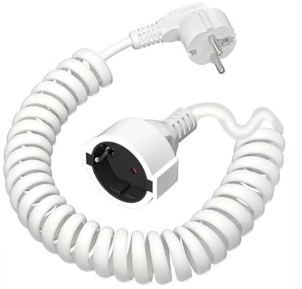 Frogetu Prolunga Estensibile a Spirale,Cavo Prolunga Estensibile,Cavo di Prolunga Schuko 3 m,3 x 1 mm²,Cavo a Spirale,per Casa,Ufficio,Esterno